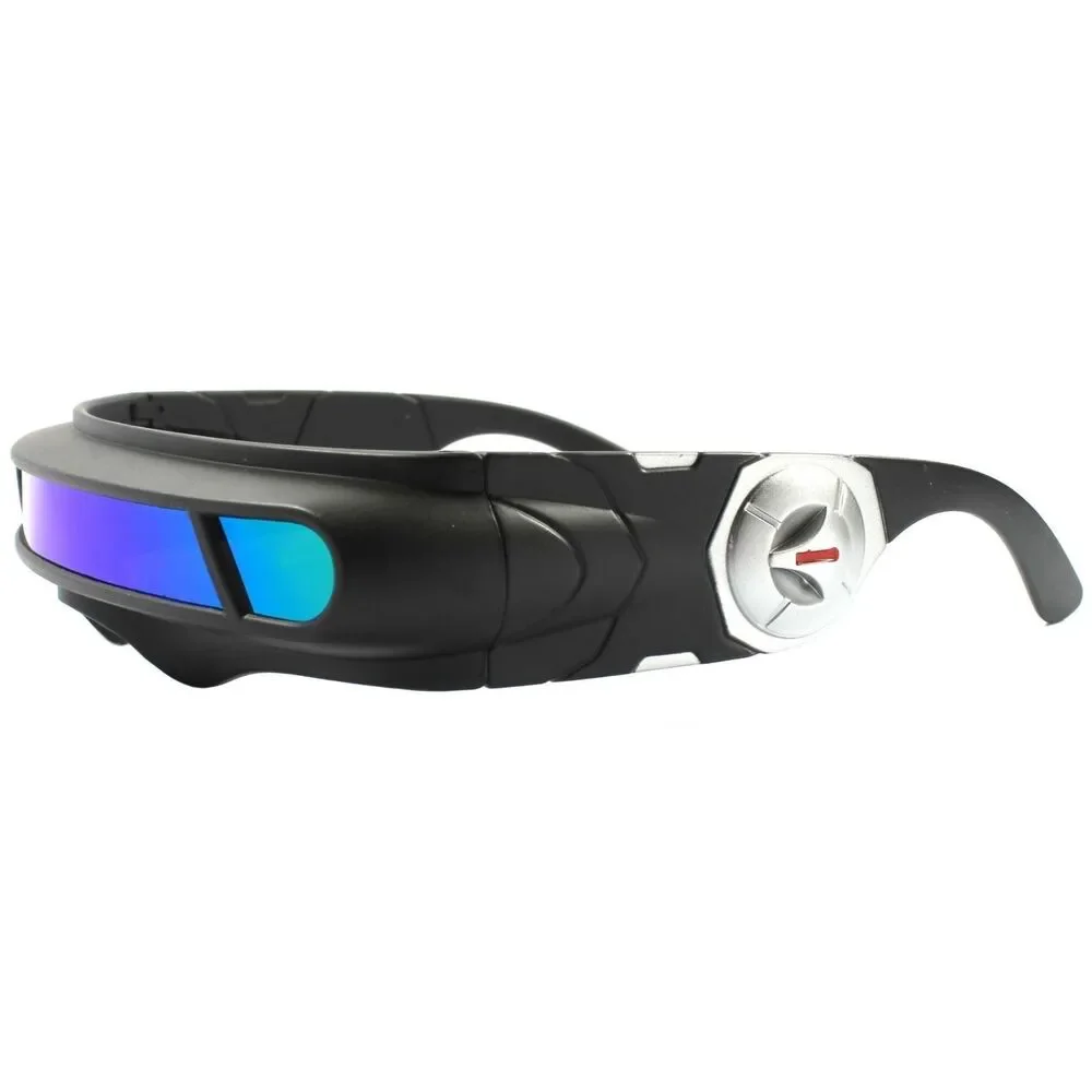 Space Age Cyber Goth Sci-Fi Costume Green Blue Mirror Shield Visor Sunglasses